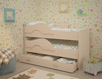 Детская 2-этажная кровать Радуга 1.6 с ящиком, цвет Млечный дуб в Ставрополе