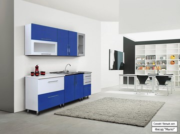 Готовая кухня Мыло 224 2000х718, цвет Синий/Белый металлик в Ставрополе