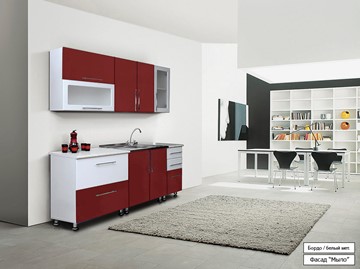 Прямой кухонный гарнитур Мыло 224 2000х718, цвет Бордо/Белый металлик в Ставрополе