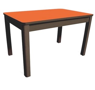 Кухонный обеденный стол Айсберг-04 СТ1, венге ЛДСП/стекло оранжевое/42 прямые массив венге в Ставрополе