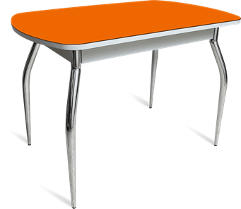 Кухонный обеденный стол ПГ-04 СТ белое/оранжевое/хром фигурные в Ставрополе