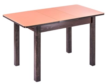 Кухонный стол раздвижной Айсберг-01 СТ1, венге ЛДСП/стекло оранжевое/42 прямые массив венге в Ставрополе