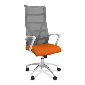 Офисное кресло для руководителя Топ X белый каркас, сетка/ткань TW / серая/оранжевая в Ставрополе