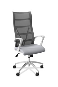 Кресло для руководителя Топ X белый каркас, сетка/ткань TW / серая/ серая в Ставрополе