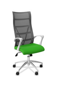 Кресло в офис Топ X белый каркас, сетка/ткань TW / серая/салатовая в Ставрополе