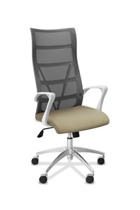 Кресло офисное Топ X белый каркас, сетка/ткань TW / серая/светло-серая в Ставрополе