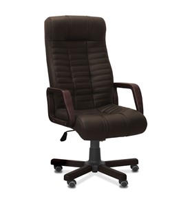 Офисное кресло для руководителя Атлант W, экокожа премиум / тёмно-коричневая CN1113/ дерево - венге в Ставрополе