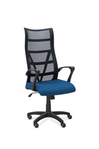 Кресло офисное Топ, сетка/ткань TW / черная/синяя в Ставрополе