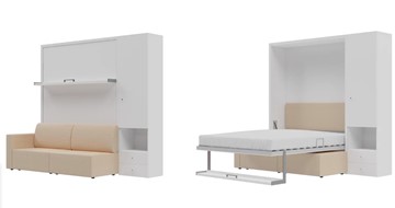 Подъемная кровать Кровать-трансформер Smart (КД 1400+ШП), шкаф правый, левый подлокотник в Ставрополе