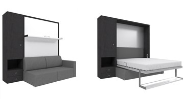 Подъемная кровать Кровать-трансформер Smart (ШЛ+КД 1400), шкаф левый, правый подлокотник в Ставрополе