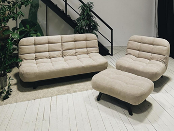 Комплект мебели Абри цвет бежевый диван + кресло +пуф пора металл в Ставрополе