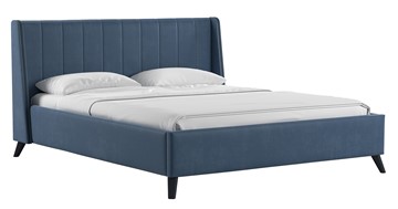Кровать с механизмом 2-спальная Мелисса 160,арт. Тори 83 велюр (серо-синий) + кроватное дно в Ставрополе
