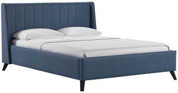 Кровать полуторная Мелисса 140, арт. Тори 83 велюр (серо-синий) + кроватное дно в Ставрополе