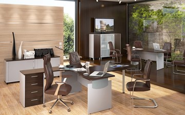 Комплект офисной мебели OFFIX-NEW для двух сотрудников и руководителя в Ставрополе