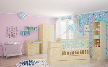 Кровать для новорожденных с комодом POLINI Kids Simple 1100 Натуральный в Ставрополе - предосмотр 3