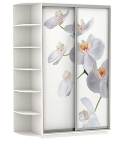 Шкаф 2-х створчатый Хит, 1500x600x2200, фотопечать, со стеллажом, белая орхидея, белый снег в Ставрополе