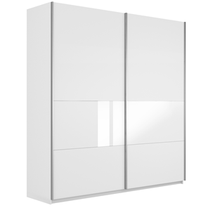Шкаф 2-створчатый Широкий Прайм (ДСП / Белое стекло) 2200x570x2300, Белый снег в Ставрополе