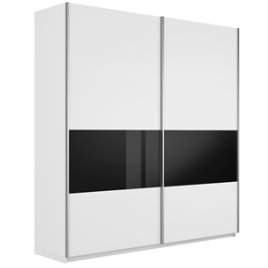 Шкаф 2-дверный Широкий Прайм (ДСП / Черное стекло) 2200x570x2300, Белый снег в Ставрополе