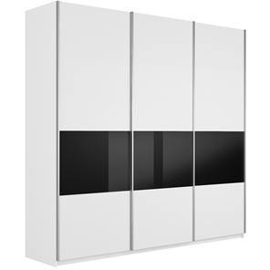 Шкаф Широкий Прайм (ДСП / Черное стекло) 2400x570x2300, Белый снег в Ставрополе
