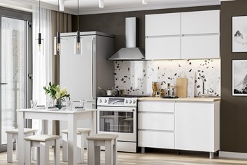 Кухонный гарнитур Токио 1200, белый текстурный/белый текстурный/тростник в Ставрополе