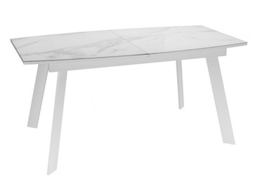 Обеденный раздвижной стол Dikline XLS160 мрамор белый глянец/ножки белые в Ставрополе