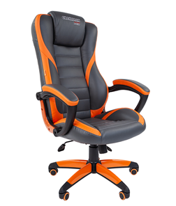 Кресло компьютерное CHAIRMAN GAME 22 эко кожа, серый/оранжевый в Ставрополе